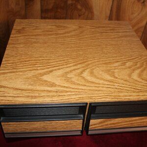 Vintage VHS Tape 2 Drawer Faux Woodgrain Cabinet Holds 24 Tapes